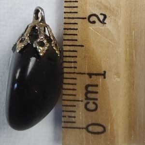 Black Teardrop Pendant Necklace with Gold Accent